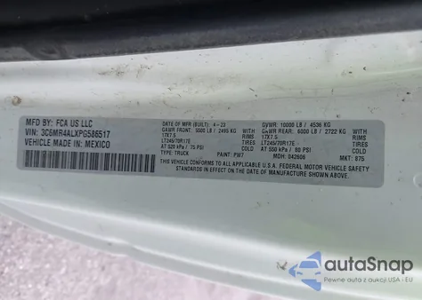 2023 Ram 2500 Tradesman 4X2 8' Box z USA, uszkodzony, nr VIN 3C6MR4ALXPG586517